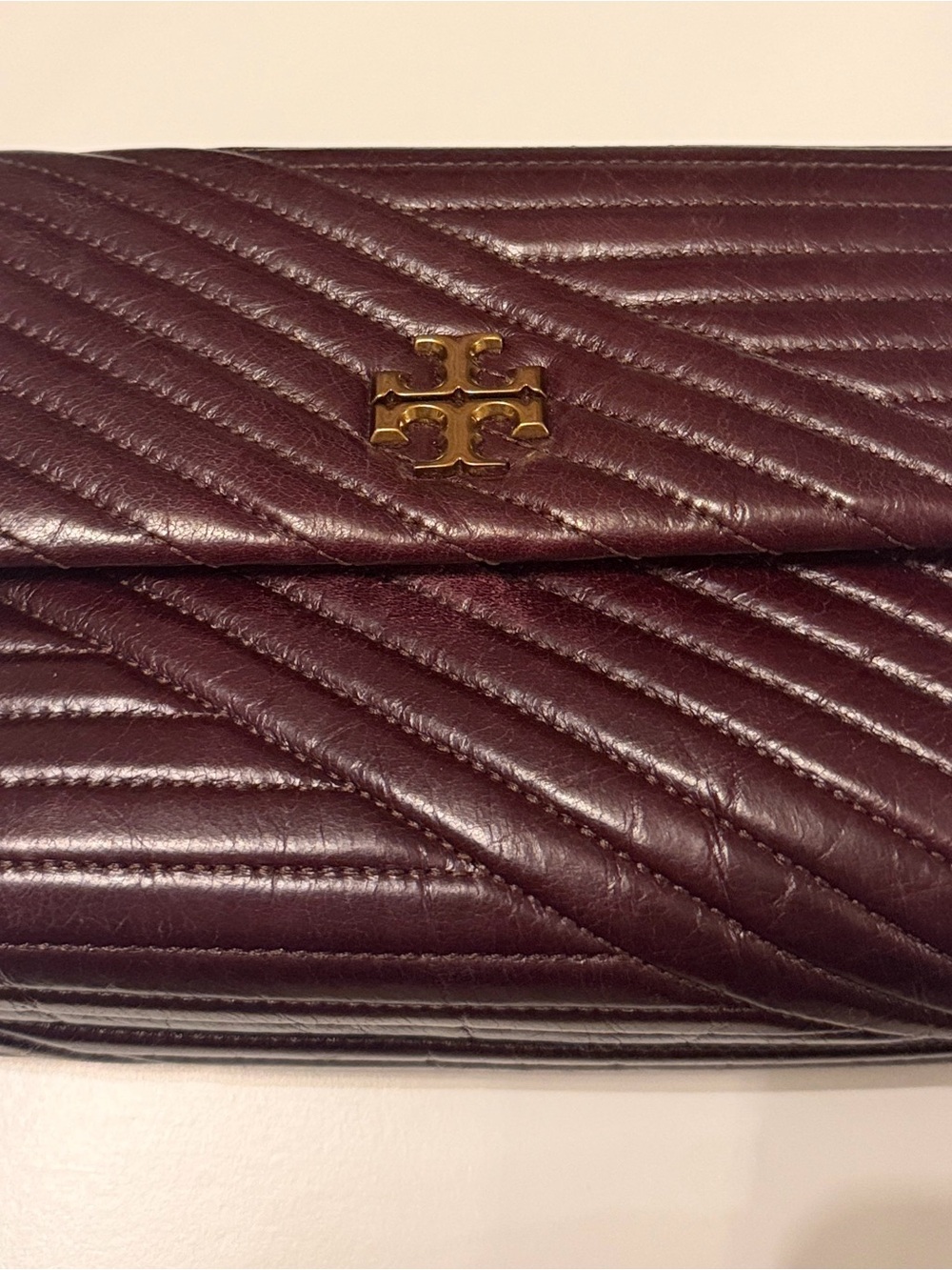 Tory Burch Kira Burgundy Quilted Leather Flap Crossbody/ Shoulder Bag